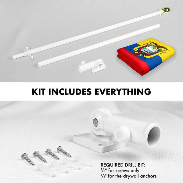 G128 Combo Pack: 6 Ft Tangle Free Spinning Flagpole (White) & Ecuador Flag 3x5 Ft Printed 150D Polyester, Brass Grommets (Flag Included) Aluminum Flag Pole - Image 2