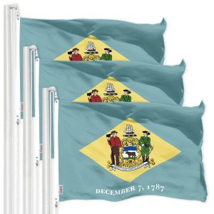 G128 3 Pack: Delaware DE State Flag | 3x5 Ft | LiteWeave Pro Series Printed 150D Polyester | Indoor/Outdoor, Vibrant Colors, Brass Grommets, Thicker and More Durable Than 100D 75D Polyester