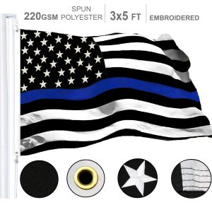 G128 Thin Blue Line Flag 220GSM Embroidered Spun Polyester 3x5 Ft