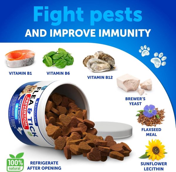 Flea and Tick Prevention for Dogs Chewables   Natural Flea Treatment   Supplement for Small & Large Dogs with Vitamins   Immune Support Chews   Pest Defense Oral Pills   120 Soft Treats   Made in USA - Image 3
