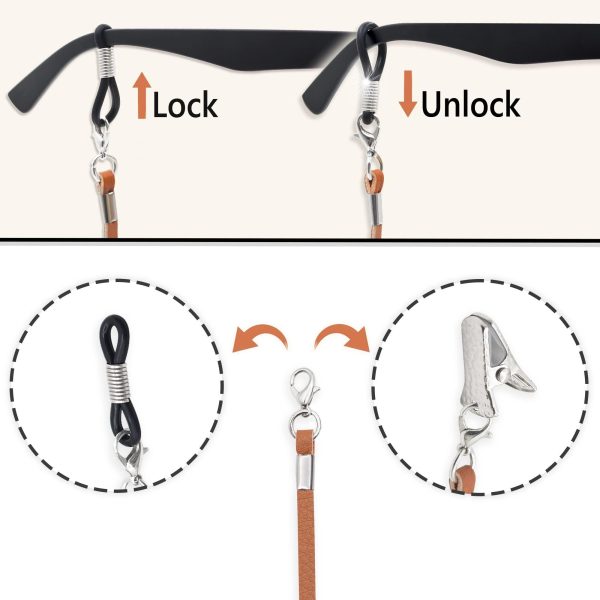 Eyeglasses Holder Strap Cord   PREMIUM ECO LEATHER Eyeglasses String Holder Chain Necklace   Glasses Cord Lanyard   Eyeglass Retainer - Image 3