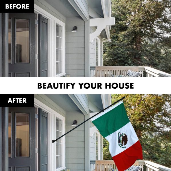 G128 - 6 Feet Tangle Free Spinning Flagpole (Black) Mexico Brass Grommets Printed 3x5 ft (Flag Included) Aluminum Flag Pole - Image 3