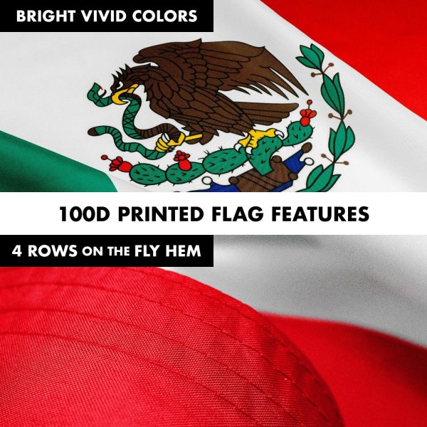 G128 - 6 Feet Tangle Free Spinning Flagpole (Black) Mexico Brass Grommets Printed 3x5 ft (Flag Included) Aluminum Flag Pole - Image 5