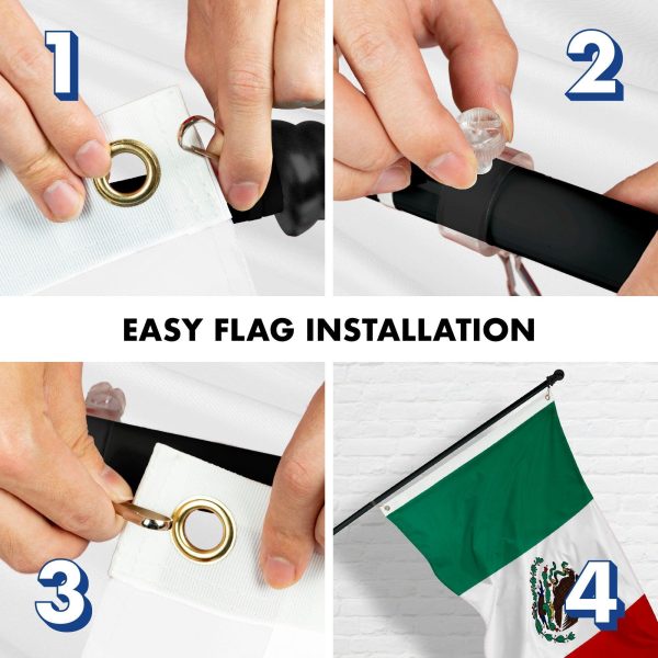 G128 - 6 Feet Tangle Free Spinning Flagpole (Black) Mexico Brass Grommets Printed 3x5 ft (Flag Included) Aluminum Flag Pole - Image 7