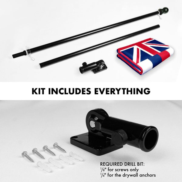G128 Combo Pack: 6 Feet Tangle Free Spinning Flagpole (Black) Hawaii HI State Flag 3x5 ft Printed 150D Brass Grommets (Flag Included) Aluminum Flag Pole - Image 2