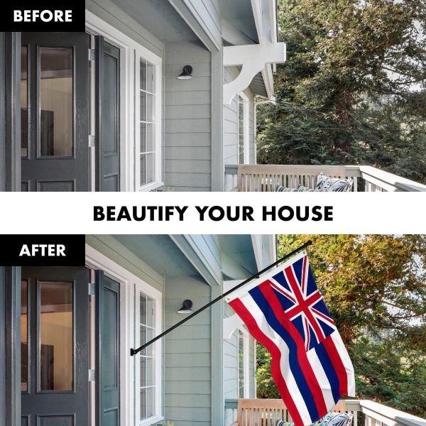 G128 Combo Pack: 6 Feet Tangle Free Spinning Flagpole (Black) Hawaii HI State Flag 3x5 ft Printed 150D Brass Grommets (Flag Included) Aluminum Flag Pole - Image 3