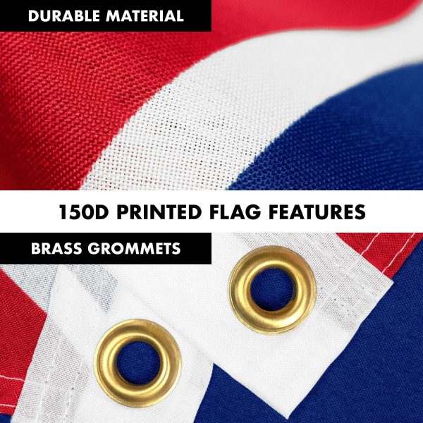 G128 Combo Pack: 6 Feet Tangle Free Spinning Flagpole (Black) Hawaii HI State Flag 3x5 ft Printed 150D Brass Grommets (Flag Included) Aluminum Flag Pole - Image 4
