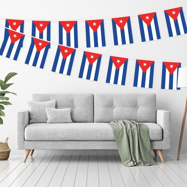 G128 Cuba Cuban Bunting Banner | Flag 8.2 x 5.5 Inch, Full String 33 Feet | Printed 150D Polyester, Decorations For Bar, School, Festival Events Celebration - Image 2