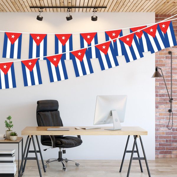 G128 Cuba Cuban Bunting Banner | Flag 8.2 x 5.5 Inch, Full String 33 Feet | Printed 150D Polyester, Decorations For Bar, School, Festival Events Celebration - Image 3