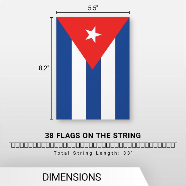 G128 Cuba Cuban Bunting Banner | Flag 8.2 x 5.5 Inch, Full String 33 Feet | Printed 150D Polyester, Decorations For Bar, School, Festival Events Celebration - Image 7
