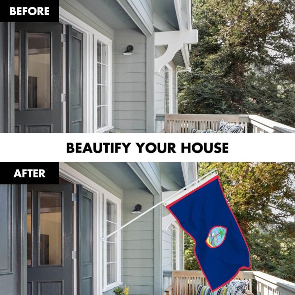 G128 Combo Pack: 6 Ft Tangle Free Spinning Flagpole (White) & Guam Flag 3x5 Ft Printed 150D Polyester, Brass Grommets (Flag Included) Aluminum Flag Pole - Image 3