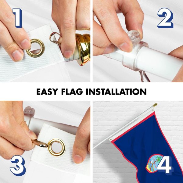 G128 Combo Pack: 6 Ft Tangle Free Spinning Flagpole (White) & Guam Flag 3x5 Ft Printed 150D Polyester, Brass Grommets (Flag Included) Aluminum Flag Pole - Image 7