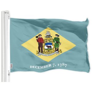 G128 Delaware DE State Flag | 3x5 Ft | LiteWeave Pro Series Printed 150D Polyester | Indoor/Outdoor, Vibrant Colors, Brass Grommets, Thicker and More Durable Than 100D 75D Polyester