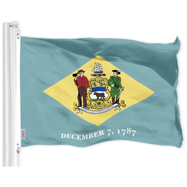 G128 Delaware DE State Flag | 3x5 Ft | LiteWeave Pro Series Printed 150D Polyester | Indoor/Outdoor, Vibrant Colors, Brass Grommets, Thicker and More Durable Than 100D 75D Polyester