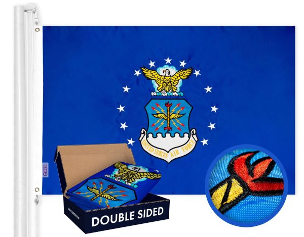 US Air Force Flag 210D Embroidered Polyester 3x5 Ft - Double Sided 2ply