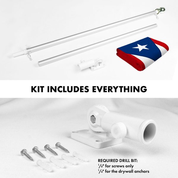 G128 Combo Pack: 5 Ft Tangle Free Spinning Flagpole (Silver) & Puerto Rico Flag 2.5x4 Ft Embroidered 220GSM Spun Polyester, Brass Grommets (Flag Included) Aluminum Flag Pole - Image 2