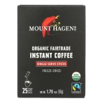 Mount Hagen - Organic Fairtrade Instant Coffee 25 Single Serve Sticks 25ct - Case of 8 - 1.76 OZ