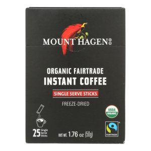 Mount Hagen - Organic Fairtrade Instant Coffee 25 Single Serve Sticks 25ct - Case of 8 - 1.76 OZ