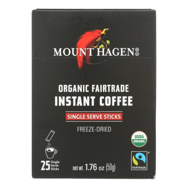 Mount Hagen - Organic Fairtrade Instant Coffee 25 Single Serve Sticks 25ct - Case of 8 - 1.76 OZ
