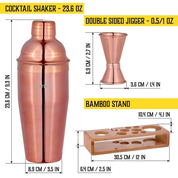 Bartender Kit with Bamboo Stand Bar Set with Cocktail Shaker Bartending Kit with Essential Bar Accessory Tools 13 pcs Pink Gold - Image 7