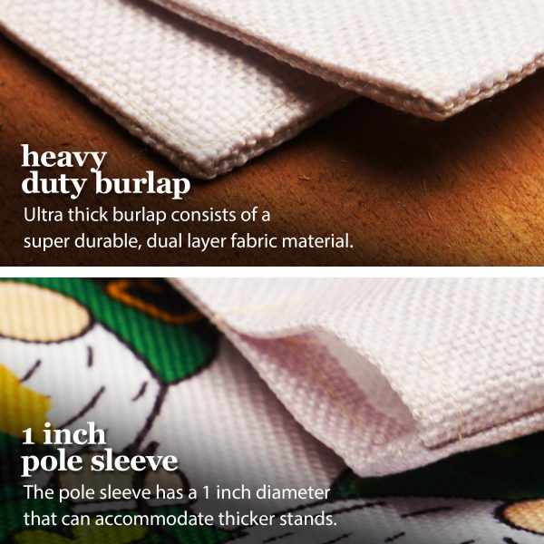 G128 Combo Pack: Garden Flag Stand Black 36 in x 16 in & Garden Flag Happy St. Patrick's Day Decoration Decoration Three Leprechaun Gnomes 12"x18" Double-Sided Burlap Fabric - Image 5