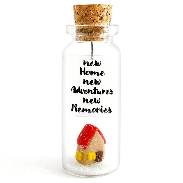 Tiny Magical Message in a Bottle Gift Idea   Classy Inspirational Gifts for Him and Her   Unique Presents for Women and Men (Colorful House   New Home New Adventures New Memories Gift Bottle)
