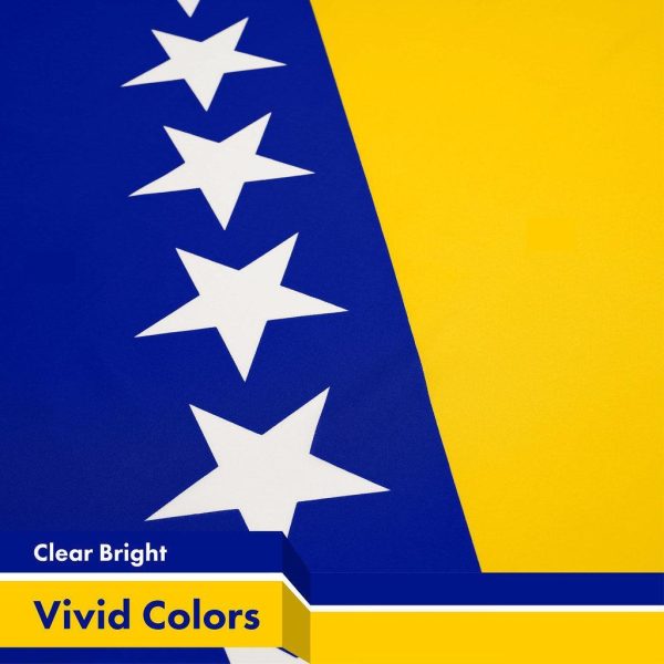 G128 5 Pack: Bosnia and Herzegovina Flag | 3x5 Ft | LiteWeave Pro Series Printed 150D Polyester | Country Flag, Vibrant Colors, Brass Grommets, Thicker and More Durable Than 100D 75D Poly - Image 3