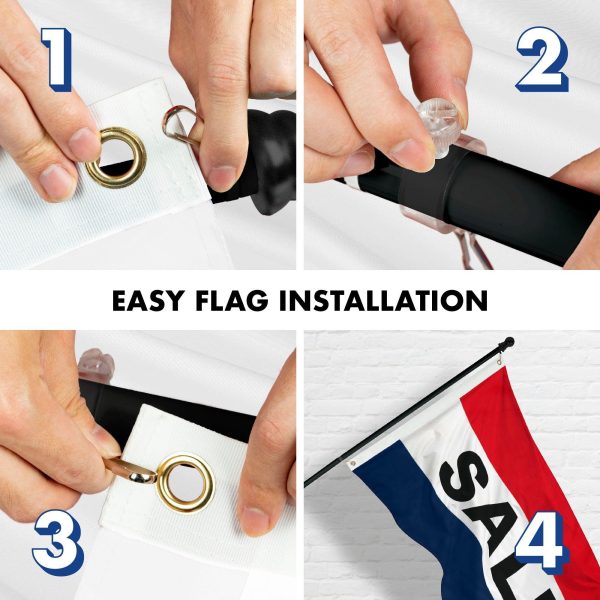 G128 Combo Pack: 6 Feet Tangle Free Spinning Flagpole (Black) Sale Flag 3x5 ft Printed 150D Brass Grommets (Flag Included) Aluminum Flag Pole - Image 7