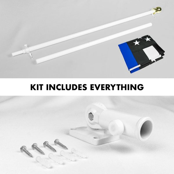 G128 - 5 Feet Tangle Free Spinning Flagpole (White) Thin Blue Line Flag Brass Grommets Embroidered 2x3 ft (Flag Included) Aluminum Flag Pole - Image 2