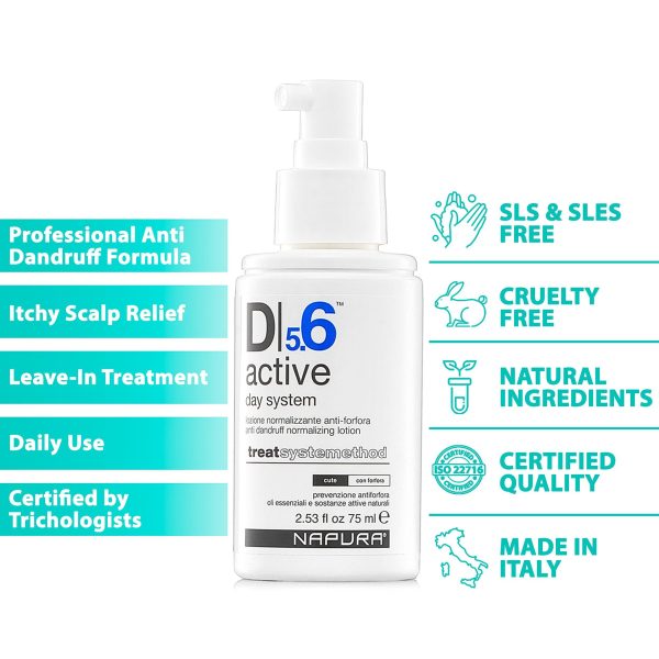 D5.6 Professional Anti Dandruff Treatment with Tea Tree Oil Salicylic Acid and Zinc (2.53 fl oz)   Natural Itchy Scalp Lotion Relief for Women and Men - Image 5