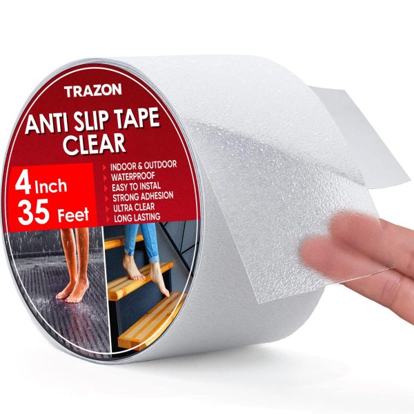 Grip Tape   Heavy Duty Anti Slip Tape Clear Outdoor Indoor 4In*50Ft Non Slip Roll Stickers Easy to Cut Waterproof for Bathtub Shower Floor Pool Stairs Safety Non Skid Comfortable for Bare Foot