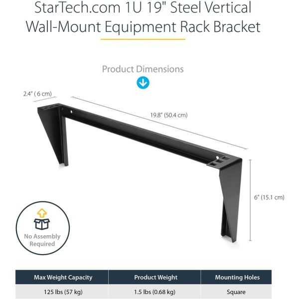 StarTech.com 1U 19in Steel Vertical Wall Mount Equipment Rack Bracket - Image 3