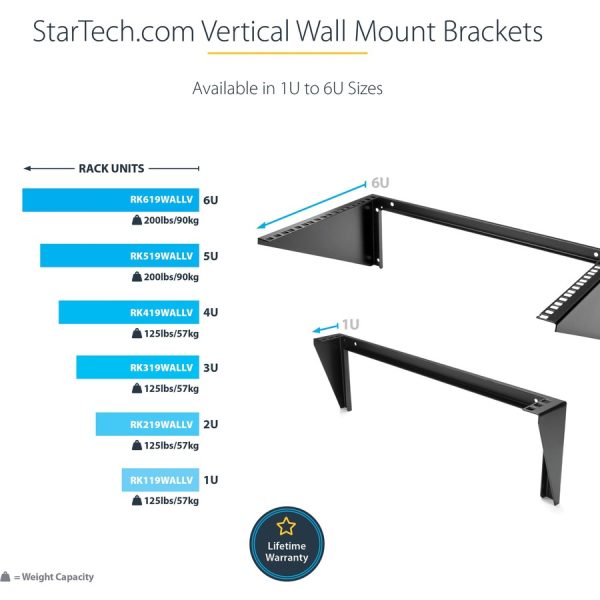StarTech.com 1U 19in Steel Vertical Wall Mount Equipment Rack Bracket - Image 6
