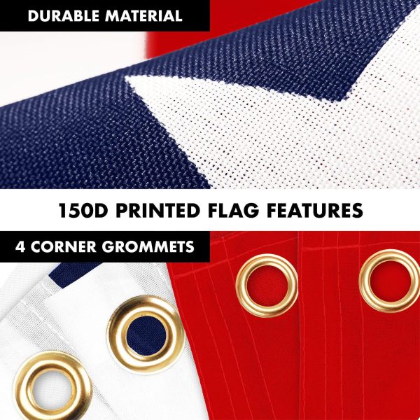 G128 Combo Pack: 6 Ft Tangle Free Aluminum Spinning Flagpole (Silver) & American USA Flag 3x5 Ft, LiteWeave Pro Series Printed 150D Polyester, 4 Corner Brass Grommets | Pole with Flag Included - Image 4