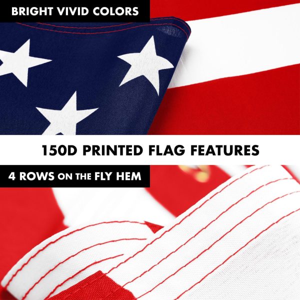 G128 Combo Pack: 6 Ft Tangle Free Aluminum Spinning Flagpole (Silver) & American USA Flag 3x5 Ft, LiteWeave Pro Series Printed 150D Polyester, 4 Corner Brass Grommets | Pole with Flag Included - Image 5