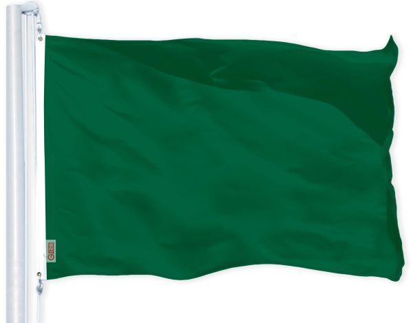 G128 Solid Dark Green Color Flag | 2.5x4 Ft | LiteWeave Pro Series Printed 150D Polyester | Indoor/Outdoor, Vibrant Colors, Brass Grommets, Thicker and More Durable Than 100D 75D Polyester