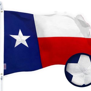 G128 - Texas State Flag 2x3ft Embroidered Stars Sewn Stripes Heavy Duty 220GSM Tough Spun Polyester Quality with Brass Grommets