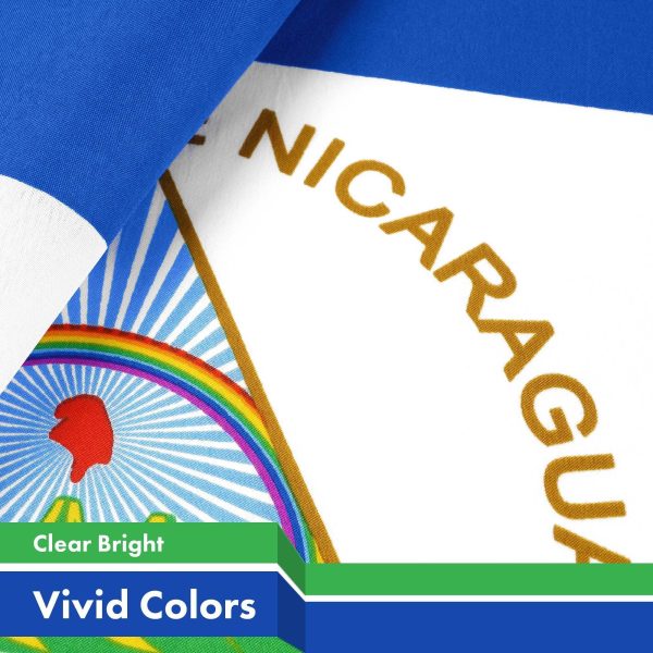 G128 Combo Pack: American USA Flag 3x5 Ft & Nicaragua Nicaraguan Flag 3x5 Ft | Both LiteWeave Pro Series Printed 150D Polyester, Brass Grommets - Image 4