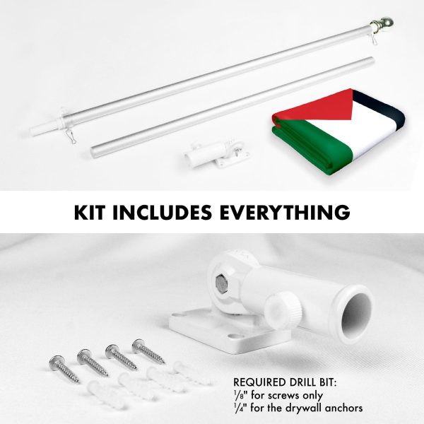 G128 Combo Pack: 6 Feet Tangle Free Spinning Flagpole (Silver) Palestine Palestinian Flag 3x5 ft Printed 150D Brass Grommets (Flag Included) Aluminum Flag Pole - Image 2