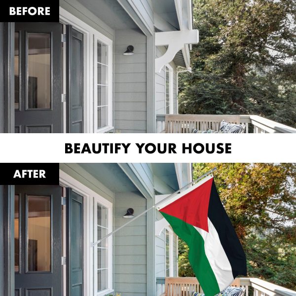 G128 Combo Pack: 6 Feet Tangle Free Spinning Flagpole (Silver) Palestine Palestinian Flag 3x5 ft Printed 150D Brass Grommets (Flag Included) Aluminum Flag Pole - Image 3