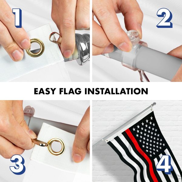 G128 Flag Pole 5 FT Silver Tangle Free & Thin Red Flag 2x3 FT Combo Embroidered Spun Polyester - Image 7