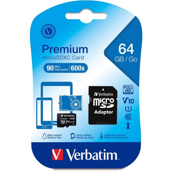 64GB Premium microSDXC Memory Card with Adapter, UHS-I V10 U1 Class 10 - Image 2