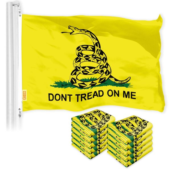 Gadsden Dont Tread on Me Flag 3x5 Ft 10-Pack Printed 150D Polyester By G128
