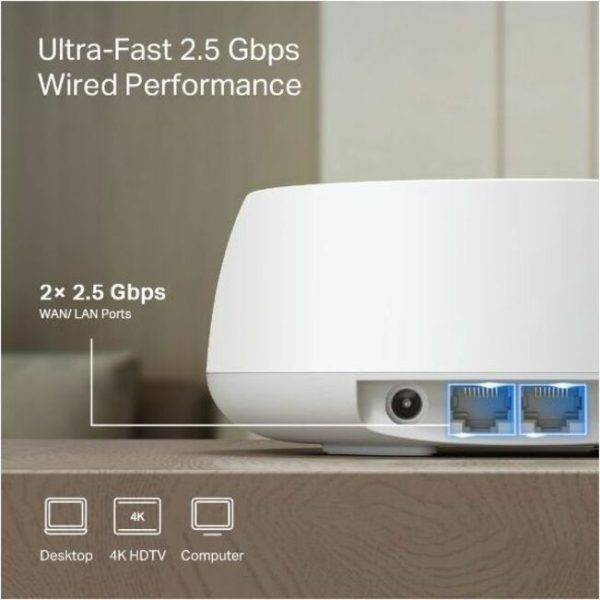 TP-Link Deco BE25 Wi-Fi 7 IEEE 802.11 a/b/g/n/ac/ax/be Ethernet Wireless Router - Image 8