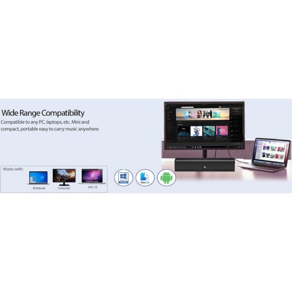 Adesso Xtream S5 USB-Powered Desktop Computer Sound Bar Speaker with Dynamic Sound- 5W x 2 - Portable - Image 2