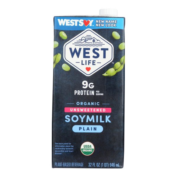 Westsoy Organic Plain - Unsweetened - Case of 12 - 32 Fl oz.
