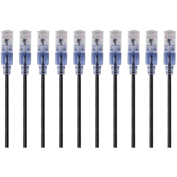 Monoprice 10-Pack, SlimRun Cat6A Ethernet Network Patch Cable, 1ft Black
