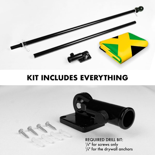 G128 Combo Pack: 6 Feet Tangle Free Spinning Flagpole (Black) Jamaica Jamaican Flag 3x5 ft Printed 150D Brass Grommets (Flag Included) Aluminum Flag Pole - Image 2