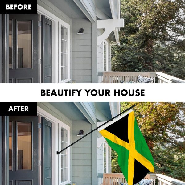G128 Combo Pack: 6 Feet Tangle Free Spinning Flagpole (Black) Jamaica Jamaican Flag 3x5 ft Printed 150D Brass Grommets (Flag Included) Aluminum Flag Pole - Image 3