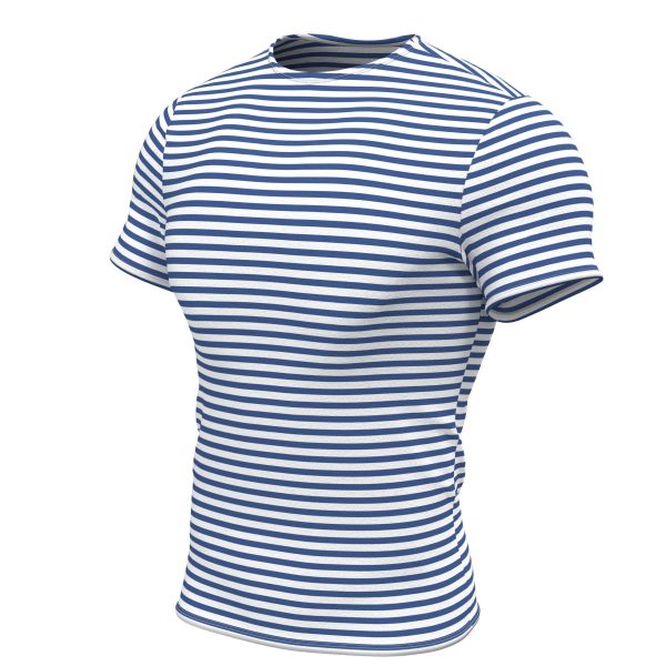 Genuine Striped Short Sleeved T-Shirt Top Cotton Sailor Shirt Light Blue Original Telnyashka S